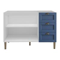 Balcão Cozinha Americana Para Pia 120cm 2 Portas 3 Gavetas Sem Tampo Multimóveis Cr20486 Branco-Azul - 4