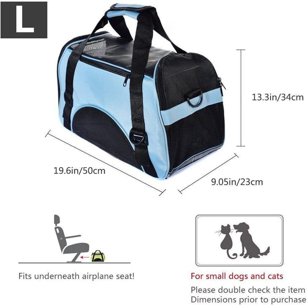 Mochila Pet Cachorro Bolsa Transporte Gato Canguru Cães Mala Dobrável Viagem Avião Carro Azul - 7