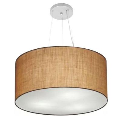 Lustre Pendente Cilíndrico Vivare Md-4191 Cúpula Em Tecido 55x25cm - Bivolt Palha 127/220v