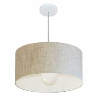 Lustre Pendente Cilíndrico Vivare Md-4206 Cúpula Em Tecido 50x25cm - Bivolt Rustico-bege 127/220v - 1