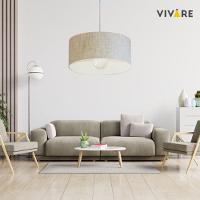 Lustre Pendente Cilíndrico Vivare Md-4206 Cúpula Em Tecido 50x25cm - Bivolt Rustico-bege 127/220v - 6