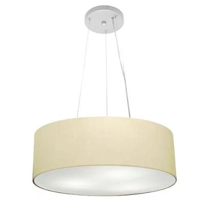 Lustre Pendente Cilíndrico Vivare Md-4184 Cúpula Em Tecido 45x15cm - Bivolt Algodão-crú 127/220v