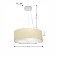 Lustre Pendente Cilíndrico Vivare Md-4184 Cúpula Em Tecido 45x15cm - Bivolt Algodão-crú 127/220v - 2