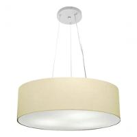 Lustre Pendente Cilíndrico Vivare Md-4184 Cúpula Em Tecido 45x15cm - Bivolt Algodão-crú 127/220v - 3