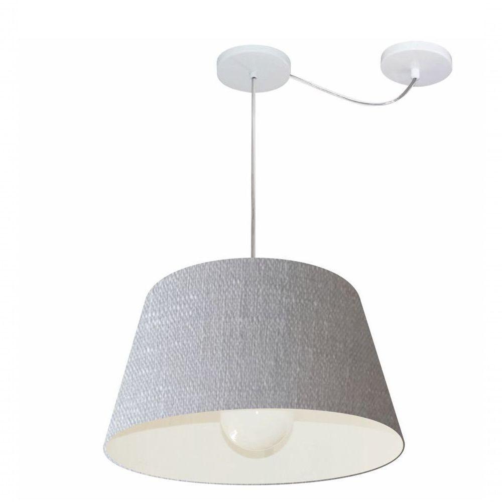 Lustre Pendente Cone Com Desvio De Centro Vivare Md-4273 Cúpula Em Tecido 30x40cm - Bivolt Rustico-cinza 127/220v - 1