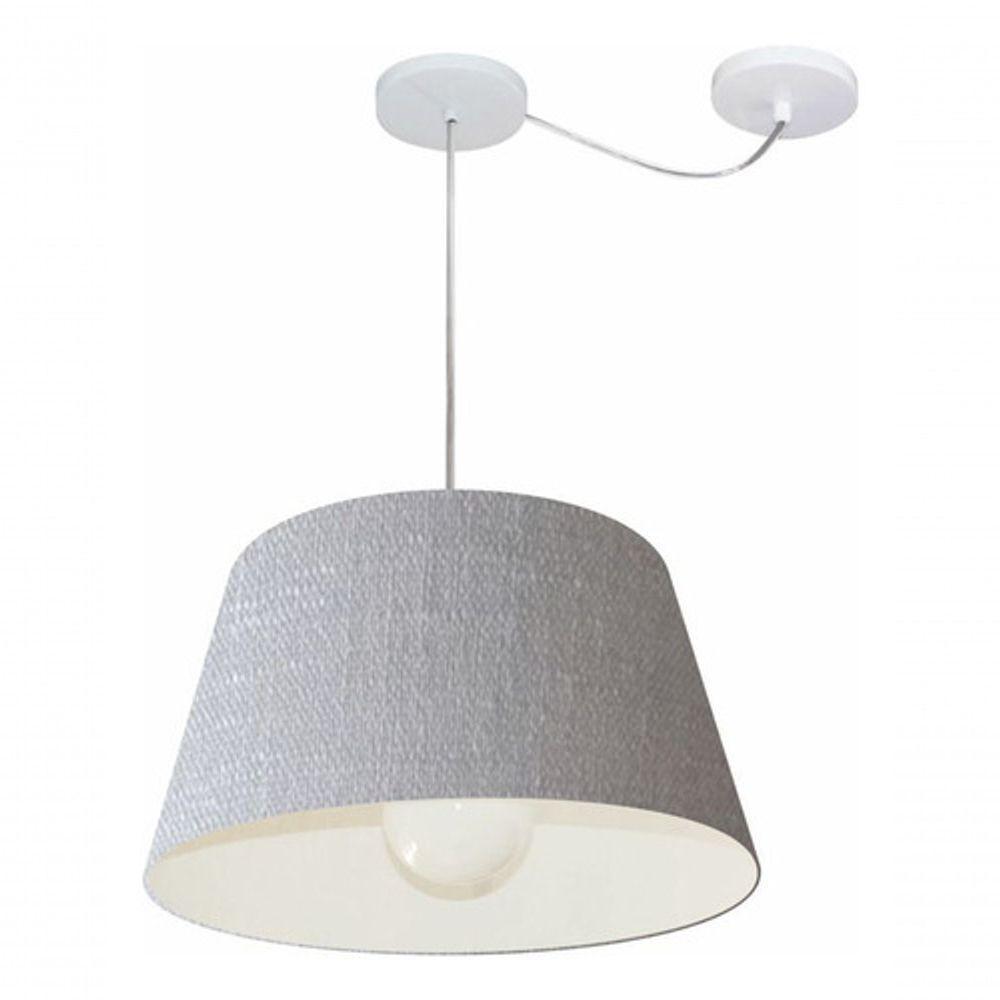 Lustre Pendente Cone Com Desvio De Centro Vivare Md-4273 Cúpula Em Tecido 30x40cm - Bivolt Rustico-cinza 127/220v - 3