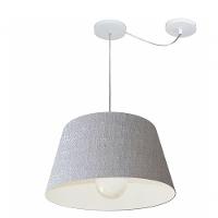 Lustre Pendente Cone Com Desvio De Centro Vivare Md-4273 Cúpula Em Tecido 30x40cm - Bivolt Rustico-cinza 127/220v - 1