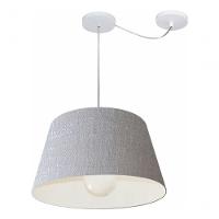 Lustre Pendente Cone Com Desvio De Centro Vivare Md-4273 Cúpula Em Tecido 30x40cm - Bivolt Rustico-cinza 127/220v - 3