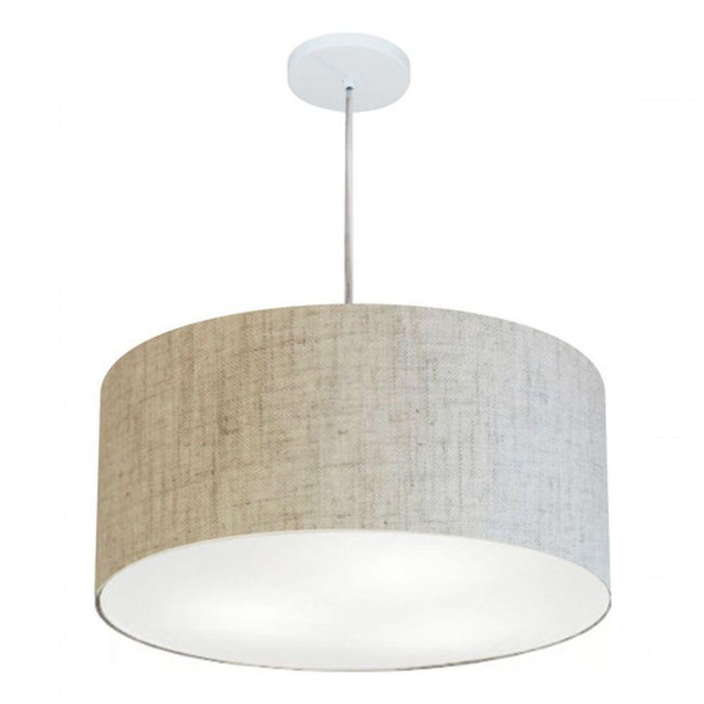 Lustre Pendente Cilíndrico Vivare Md-4214 Cúpula Em Tecido 55x25cm - Bivolt Rustico-bege 127/220v - 4