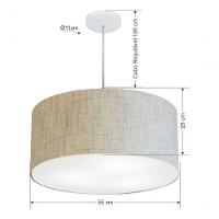 Lustre Pendente Cilíndrico Vivare Md-4214 Cúpula Em Tecido 55x25cm - Bivolt Rustico-bege 127/220v - 5