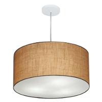 Lustre Pendente Cilíndrico Vivare Md-4215 Cúpula Em Tecido 55x30cm - Bivolt Palha 127/220v - 3