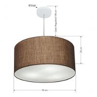 Lustre Pendente Cilíndrico Vivare Md-4213 Cúpula Em Tecido 50x30cm - Bivolt Café 127/220v - 5