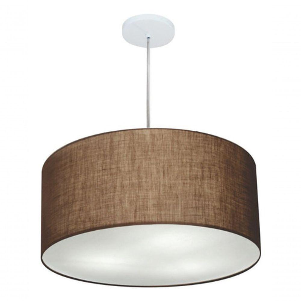 Lustre Pendente Cilíndrico Vivare Md-4214 Cúpula Em Tecido 55x25cm - Bivolt Café 127/220v - 4