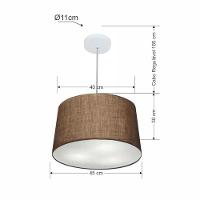 Lustre Pendente Cone Md-4156 Cúpula Em Tecido 30/45x40cm Café - Bivolt - 2