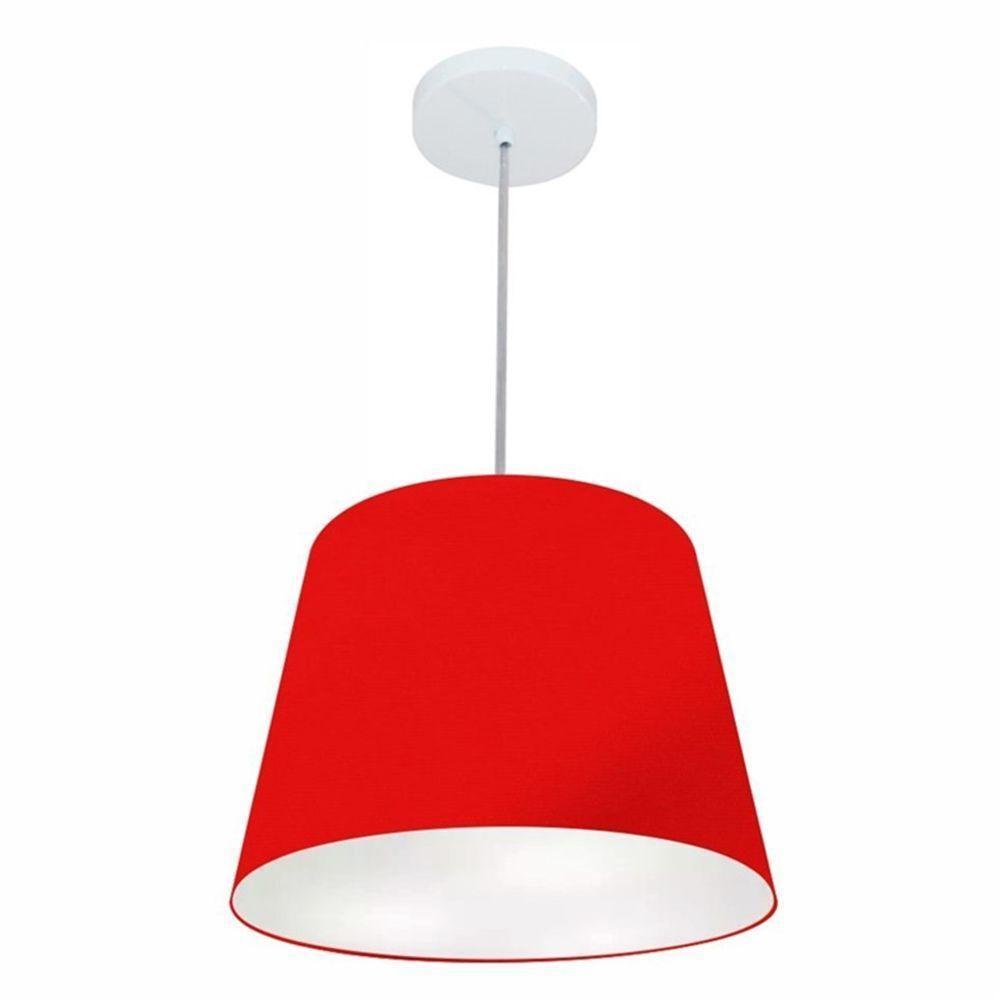 Lustre Pendente Cone Md-4155 Cúpula Em Tecido 30/40x30cm Vermelho - Bivolt - 1