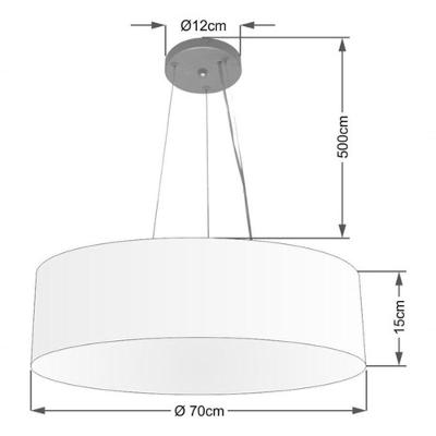 Lustre Pendente Cilíndrico Vivare Md-4193 Cúpula Em Tecido 70x15cm - Bivolt Preto 127/220v