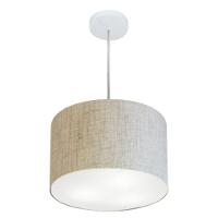 Lustre Pendente Cilíndrico Vivare Md-4211 Cúpula Em Tecido 35x25cm - Bivolt Rustico-bege 127/220v - 1