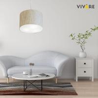 Lustre Pendente Cilíndrico Vivare Md-4211 Cúpula Em Tecido 35x25cm - Bivolt Rustico-bege 127/220v - 3