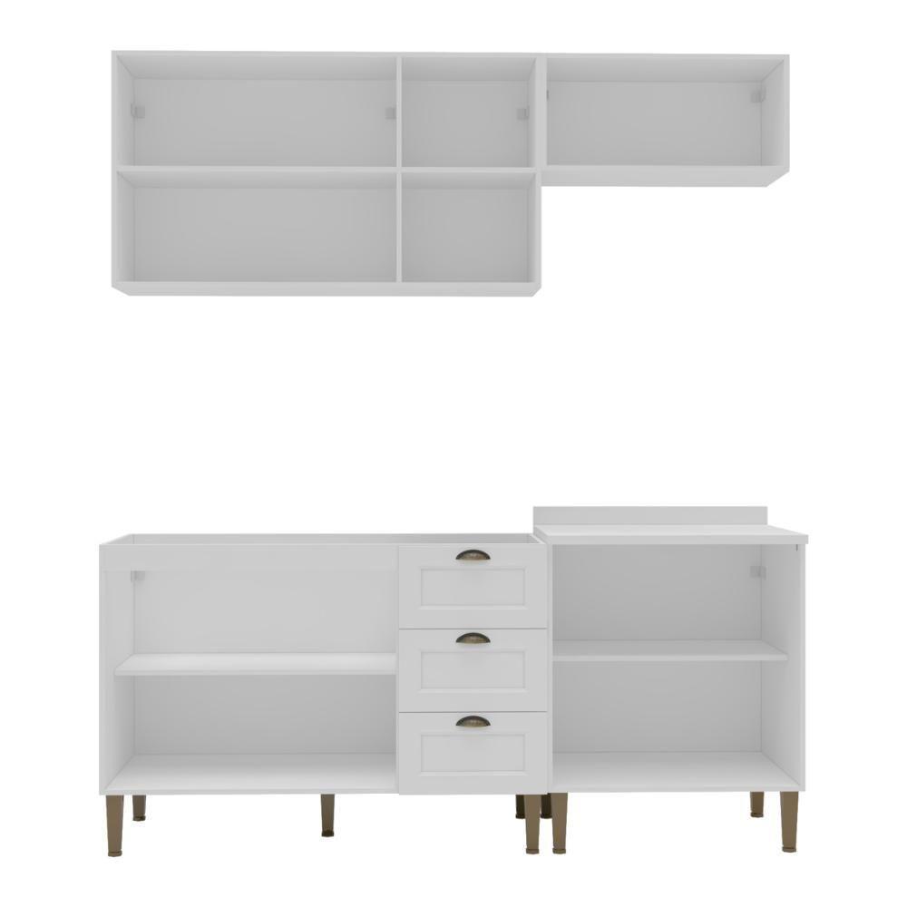 Armário Cozinha Americana Modulada Compacta 190cm Com Balcão Para Pia Multimóveis Cr20494 Branco - 5