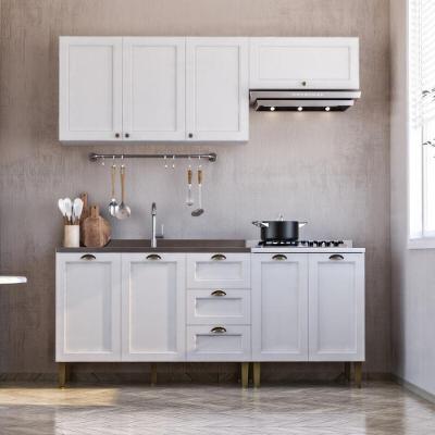 Armário Cozinha Americana Modulada Compacta 190cm Com Balcão Para Pia Multimóveis Cr20494 Branco