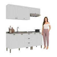 Armário Cozinha Americana Modulada Compacta 190cm Com Balcão Para Pia Multimóveis Cr20494 Branco - 2
