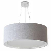 Lustre Pendente Cilíndrico Duplo Md-4126 Cúpula Em Tecido 80x30cm Rustico Cinza - Bivolt - 1