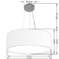Lustre Pendente Cilíndrico Duplo Md-4126 Cúpula Em Tecido 80x30cm Rustico Cinza - Bivolt - 2