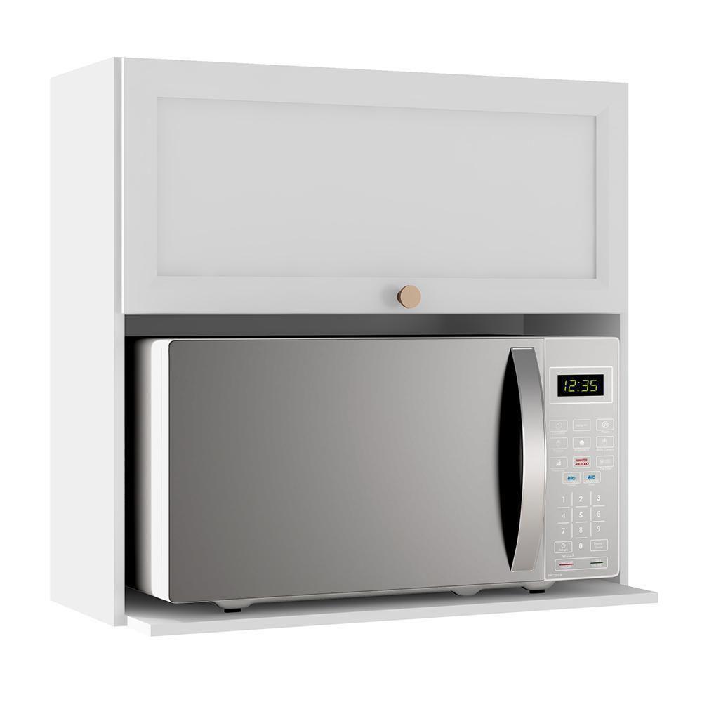 Armário Aéreo Micro-ondas Unna 1 Porta 80cm Branco - Poliman Móveis Branco - 1