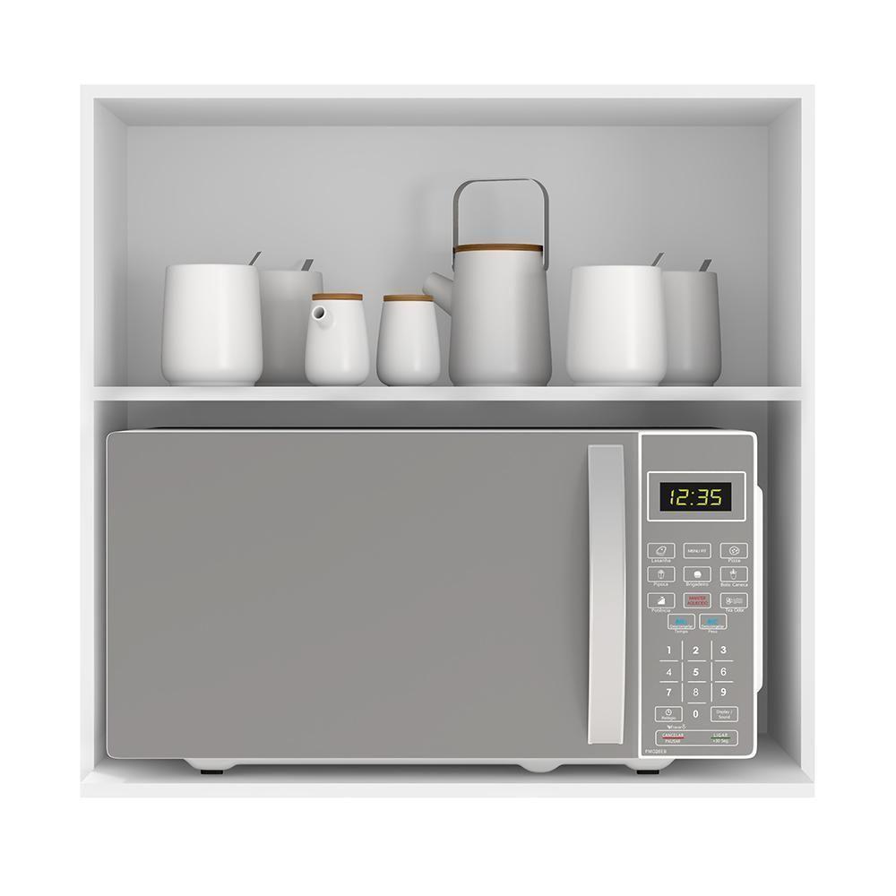 Armário Aéreo Micro-ondas Unna 1 Porta 80cm Branco - Poliman Móveis Branco - 2