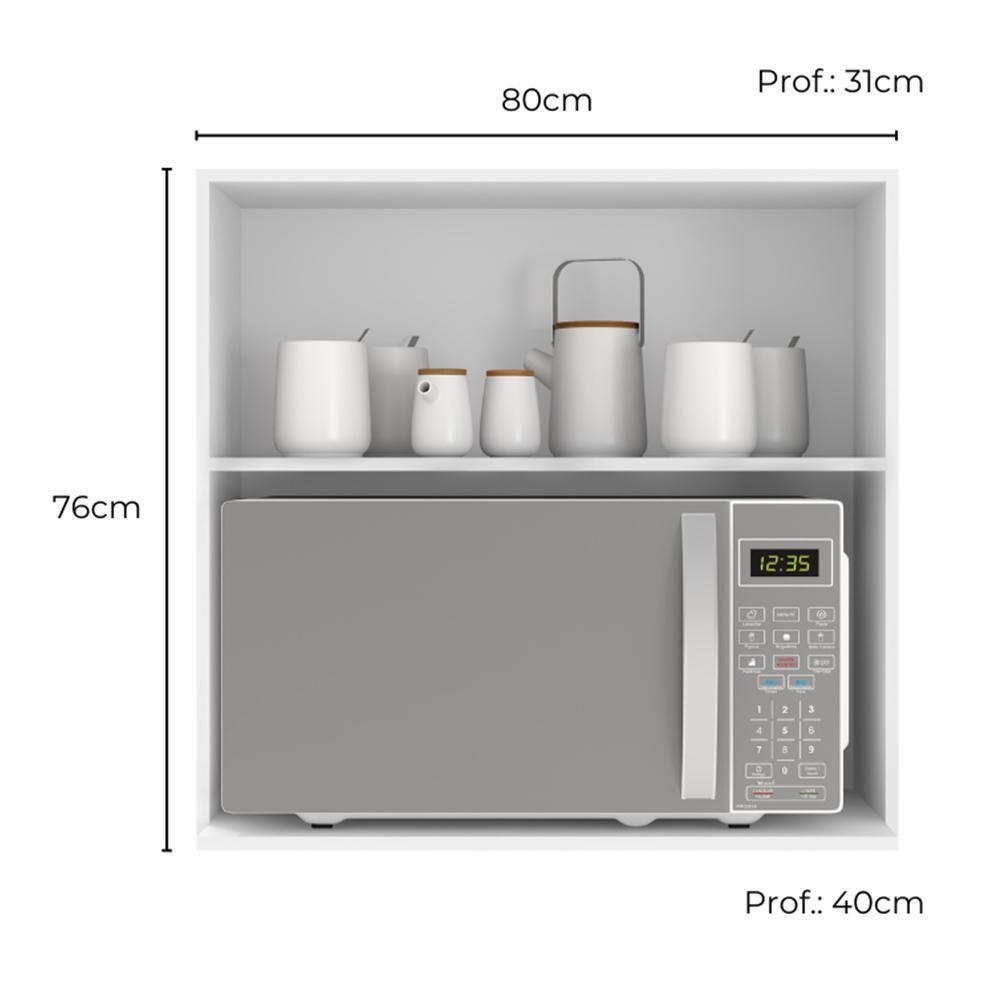 Armário Aéreo Micro-ondas Unna 1 Porta 80cm Branco - Poliman Móveis Branco - 3