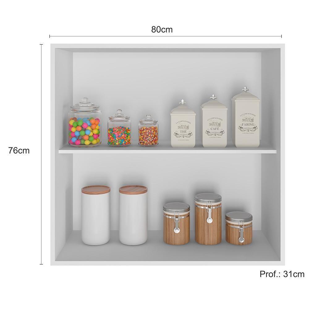 Armário Aéreo Unna 2 Portas 80cm Branco - Poliman Móveis Branco - 4