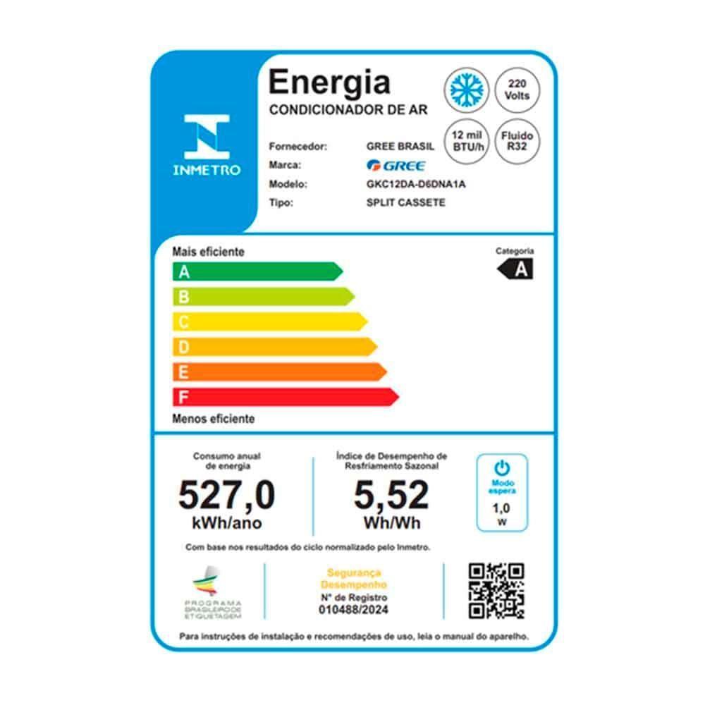 Ar Condicionado Split Cassete Gree G-linea 1 Via Inverter 12.000 BTUs Frio 220V R-32 - 9