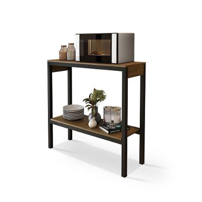 Aparador De Cozinha 2 Prateleiras Para Micro-ondas Klm Store Preto/imbuia