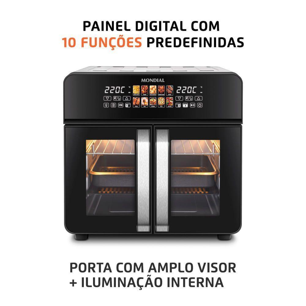 Air Fryer Forno 25L French Door Mondial Preto/Inox 2000W AFDO-25L-FD 220V - 4