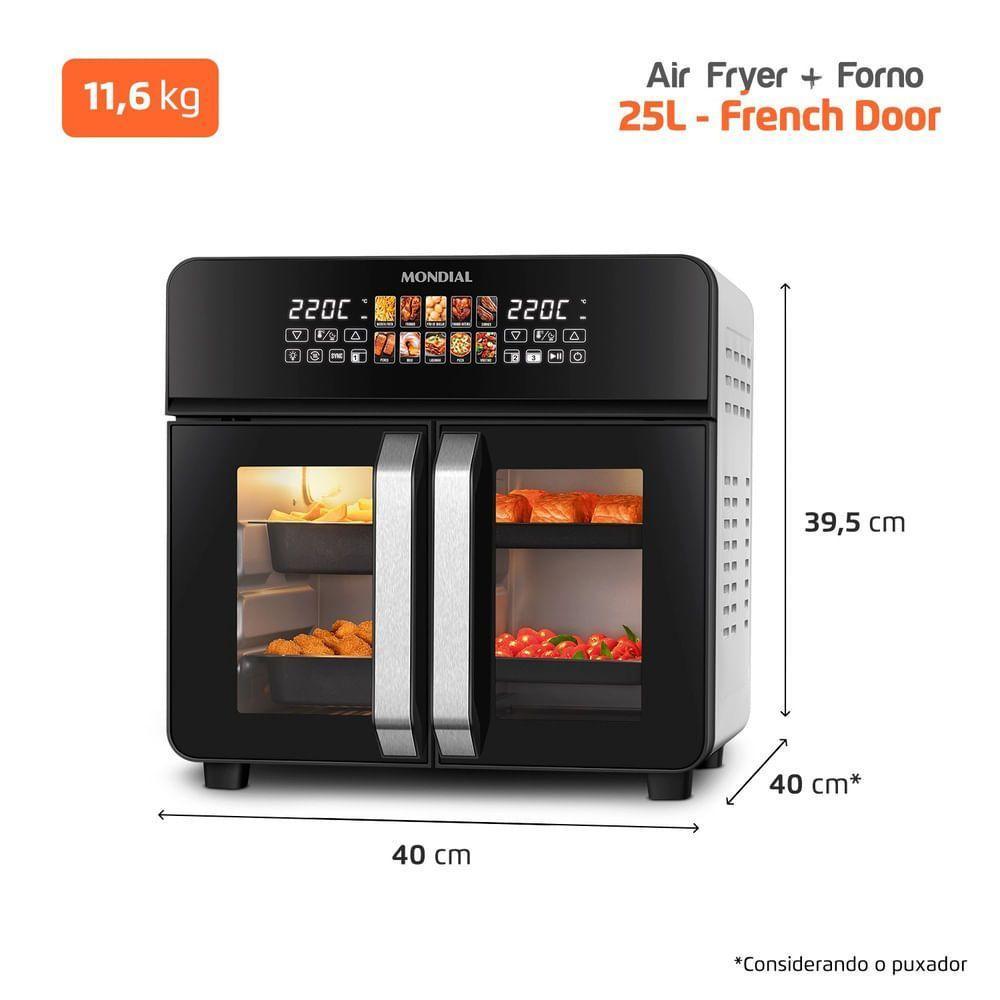 Air Fryer Forno 25L French Door Mondial Preto/Inox 2000W AFDO-25L-FD 220V - 8
