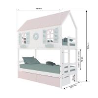 Beliche Casinha Bela Com Coração 2 Gavetas Rosa Madeira Maciça Branco/rosa/verde Housin - 3