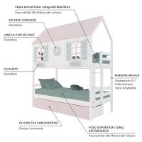 Beliche Casinha Bela Com Coração 2 Gavetas Rosa Madeira Maciça Branco/rosa/verde Housin