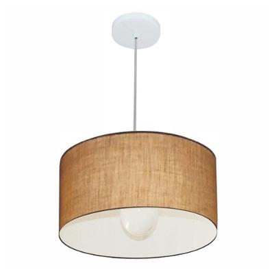 Lustre Pendente Cilíndrico Md-4031 Cúpula Em Tecido 40x21cm Palha - Bivolt