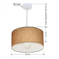 Lustre Pendente Cilíndrico Md-4031 Cúpula Em Tecido 40x21cm Palha - Bivolt - 4