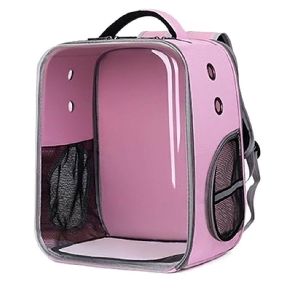 Bolsa Mochila Pet Visor Transparente Estilo Astronauta Cão Gato Viagem Ventilada Portátil Rosa - 3