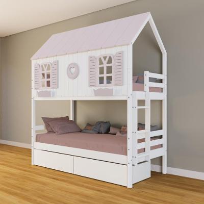 Beliche Casinha Bela Com Coração 2 Gavetas Madeira Maciça Branco/rosa Housin