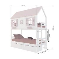 Beliche Casinha Bela Com Coração 2 Gavetas Madeira Maciça Branco/rosa Housin - 3