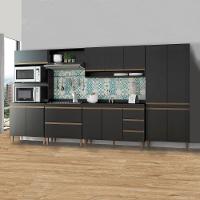 Armário Sabrina 360x202 6p C/ Balcão Mdp Menu Móveis Preto - 1