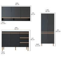Armário De Cozinha Sabrina 360x202cm 6 Peças Mdp Menu Móveis Preto