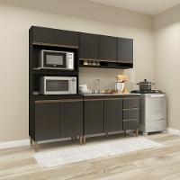 Armário De Cozinha Com Torre Quente Forno Micro Menu Móveis Preto - 2