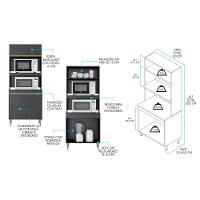 Armário De Cozinha Com Torre Quente Forno Micro Menu Móveis Preto - 5