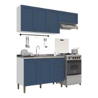 Armário De Cozinha Americana Modulada 190cm Com Balcão Para Pia Multimóveis Cr20493 Branco-Azul - 2