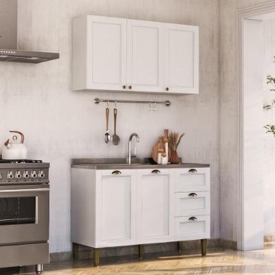 Armário De Cozinha Americana Modulada 120cm Com Balcão Para Pia Multimóveis Cr20492 Branco