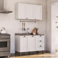 Armário De Cozinha Americana Modulada 120cm Com Balcão Para Pia Multimóveis Cr20492 Branco - 1