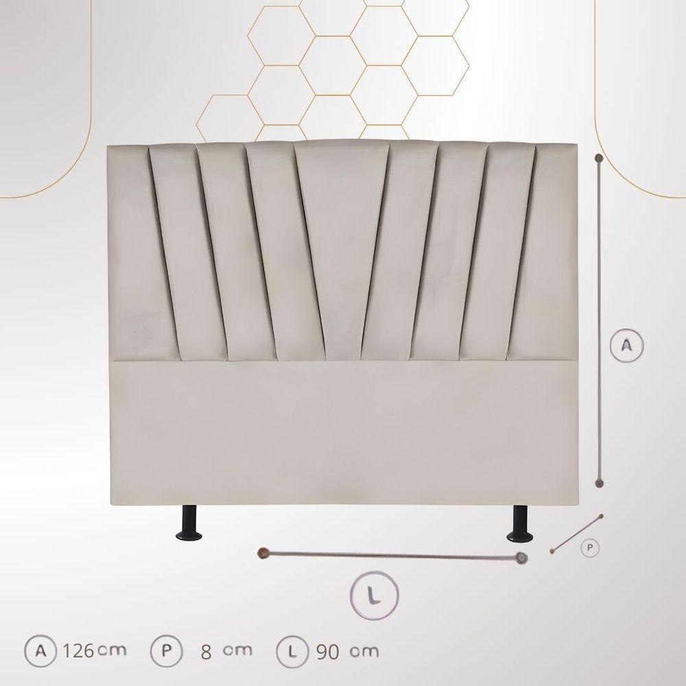 Cabeceira Estofada Solteiro 90 Cm Noah Em Veludo Com Frame Rosê - 5